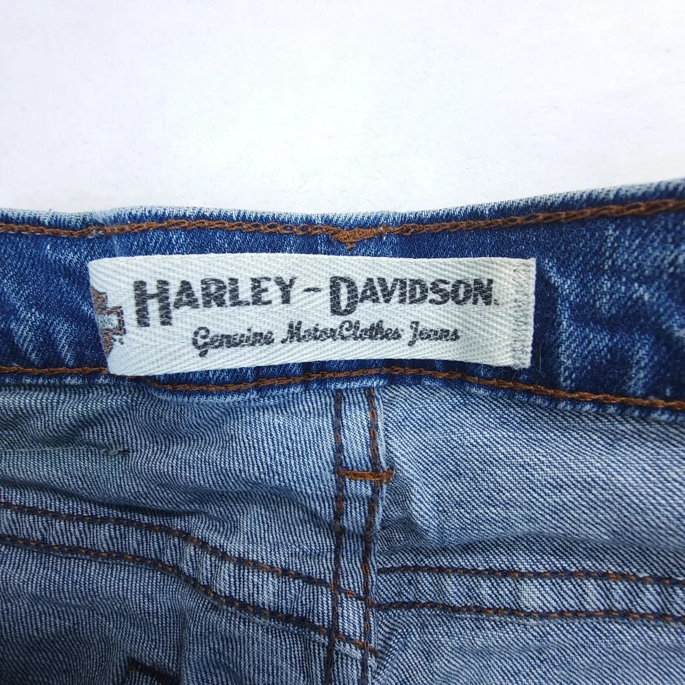 Harley Davidson Blue Denim Jeans Womens Biker Jeans Size 8 Waist Measures 27